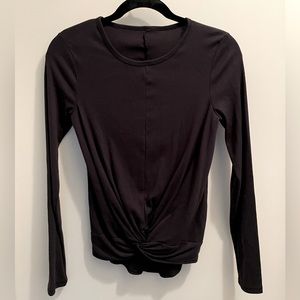 Black front knotted ribbed long sleeve